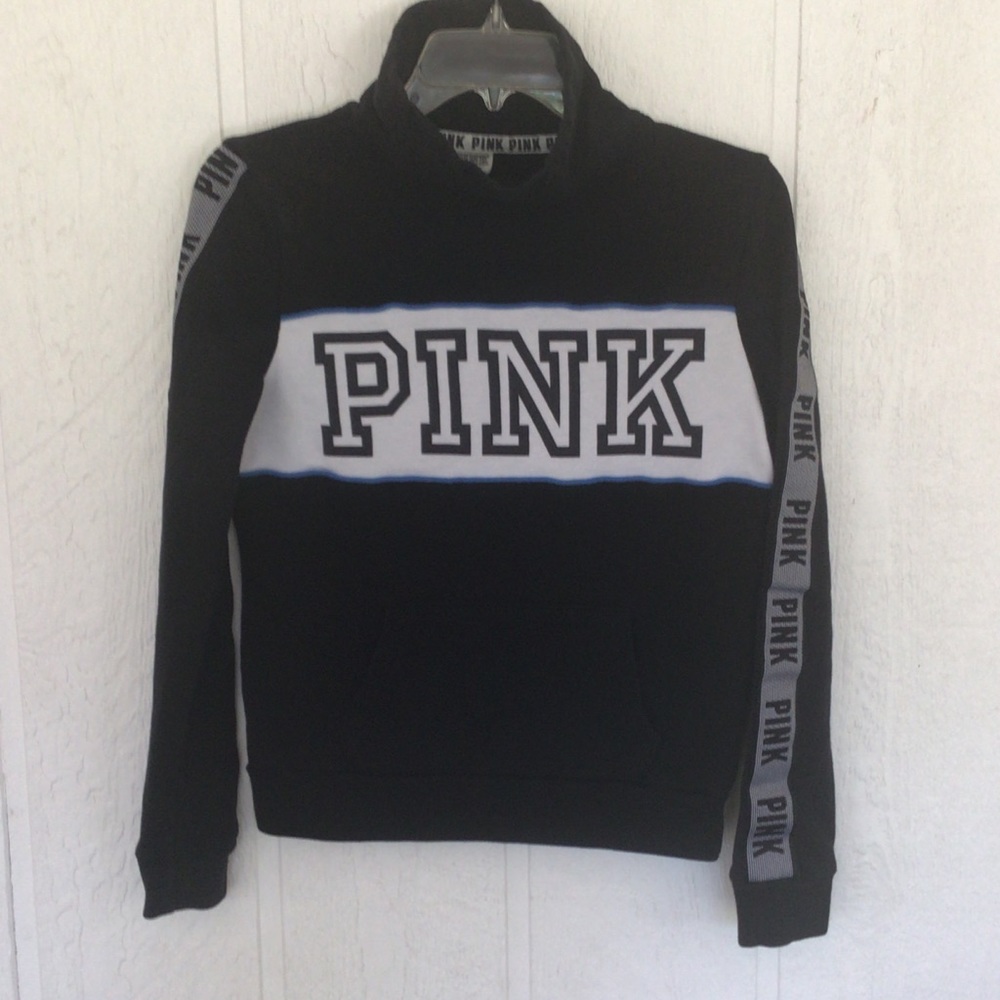 VICTORIAS SECRET PINK LOGO BLACK SWEATSHIRT SIZE XS
